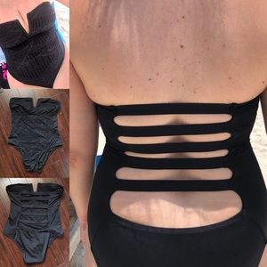 Black strapless one piece swimsuit size M